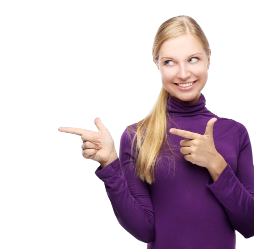 Girl pointing toward the buttons